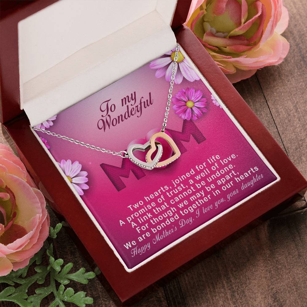 Daughters ! Perfect Mother'S Day Necklace Gift Interlocking Hearts Necklace