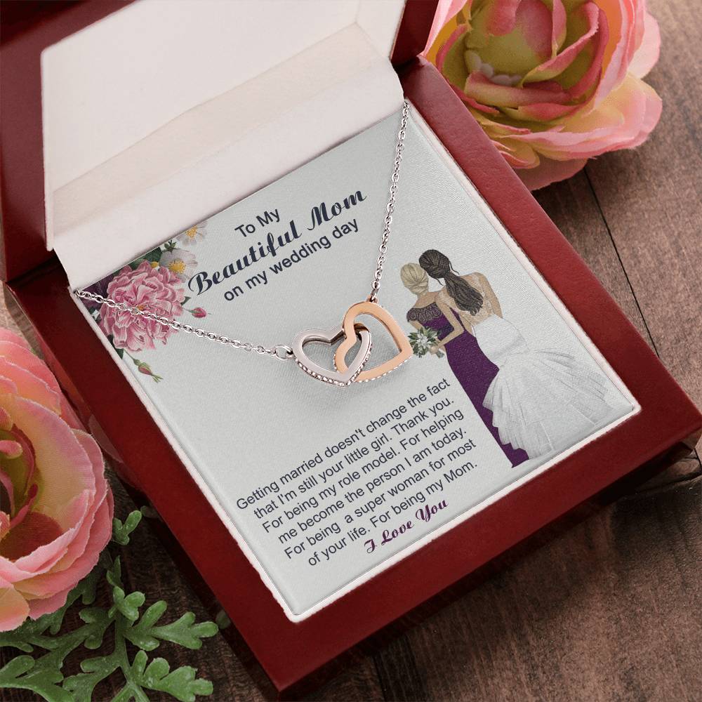 Mom Wedding Gift From Bride Mother - Necklace Interlocking Hearts Necklace