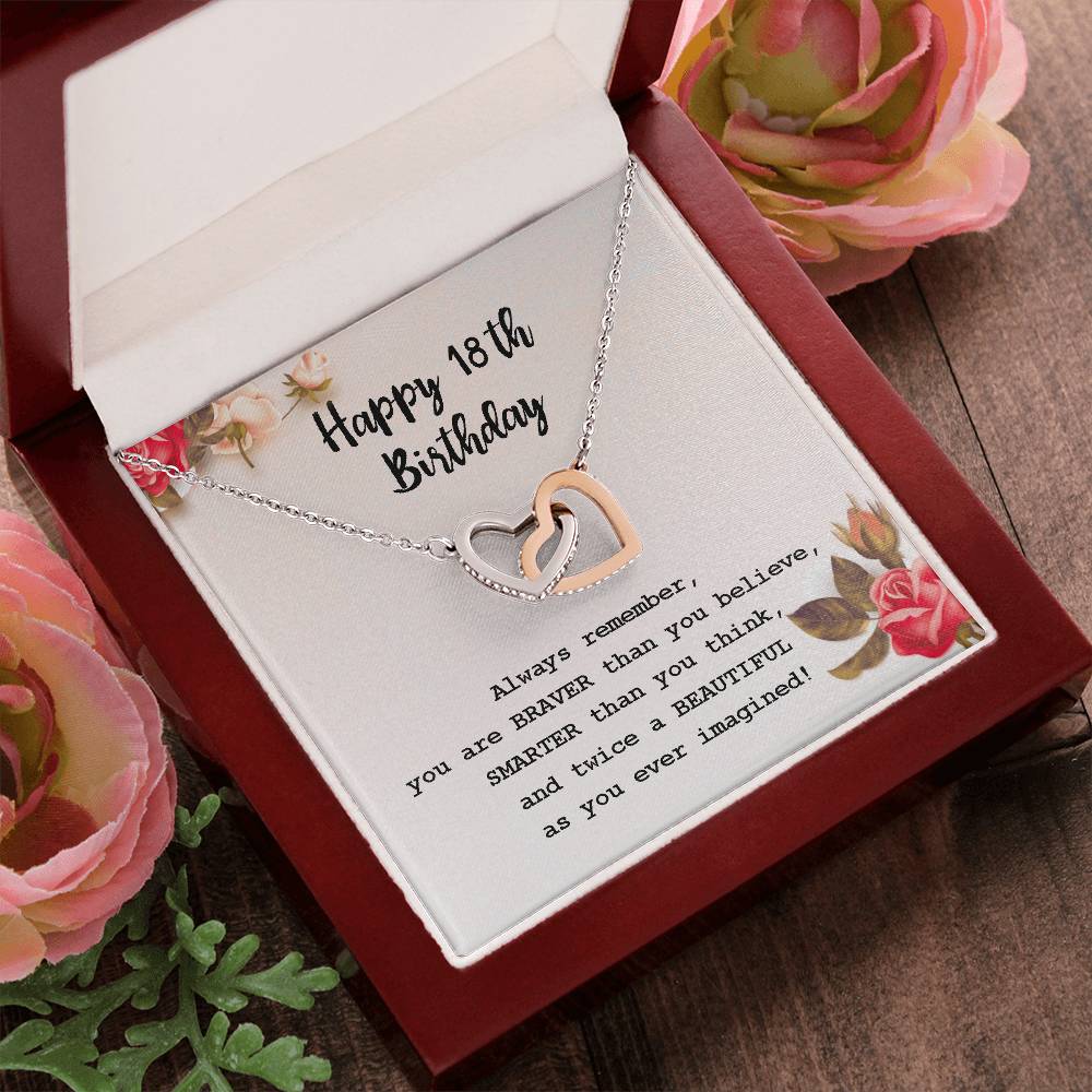 18Th Birthday Gifts For Girls 18Th Birthday Necklace 18Th Birthday Gift Girl. Gift For Sister Best Friend Daughter Niece Interlocking Hearts Necklace