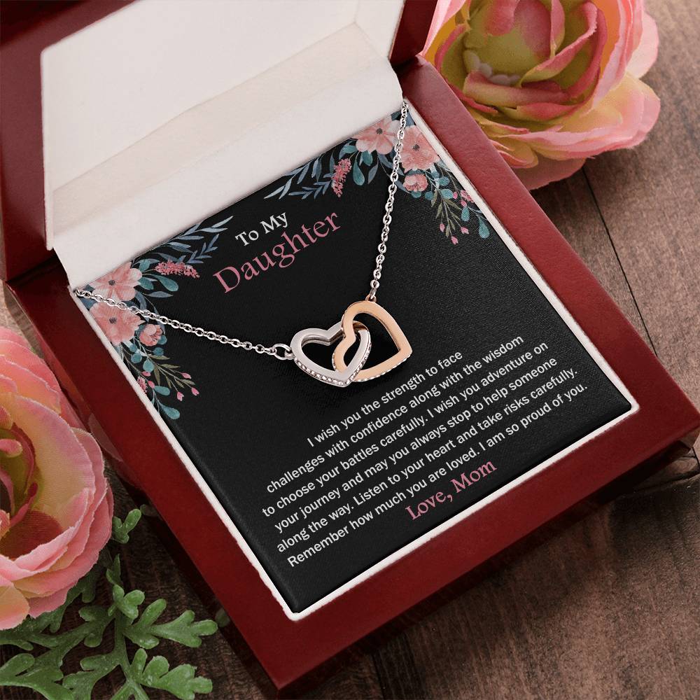 To My Daughter - Remember How Much You Are Loved - Necklace Interlocking Hearts Necklace