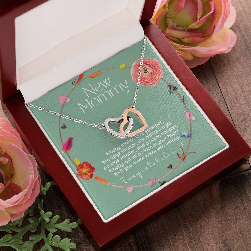 Mom To Be Necklace New Mom Necklace First Time Mom Necklace Pregnancy Gift New Mom Gift New Mommy Gift New Mom Gift Jewelry Interlocking Hearts Necklace