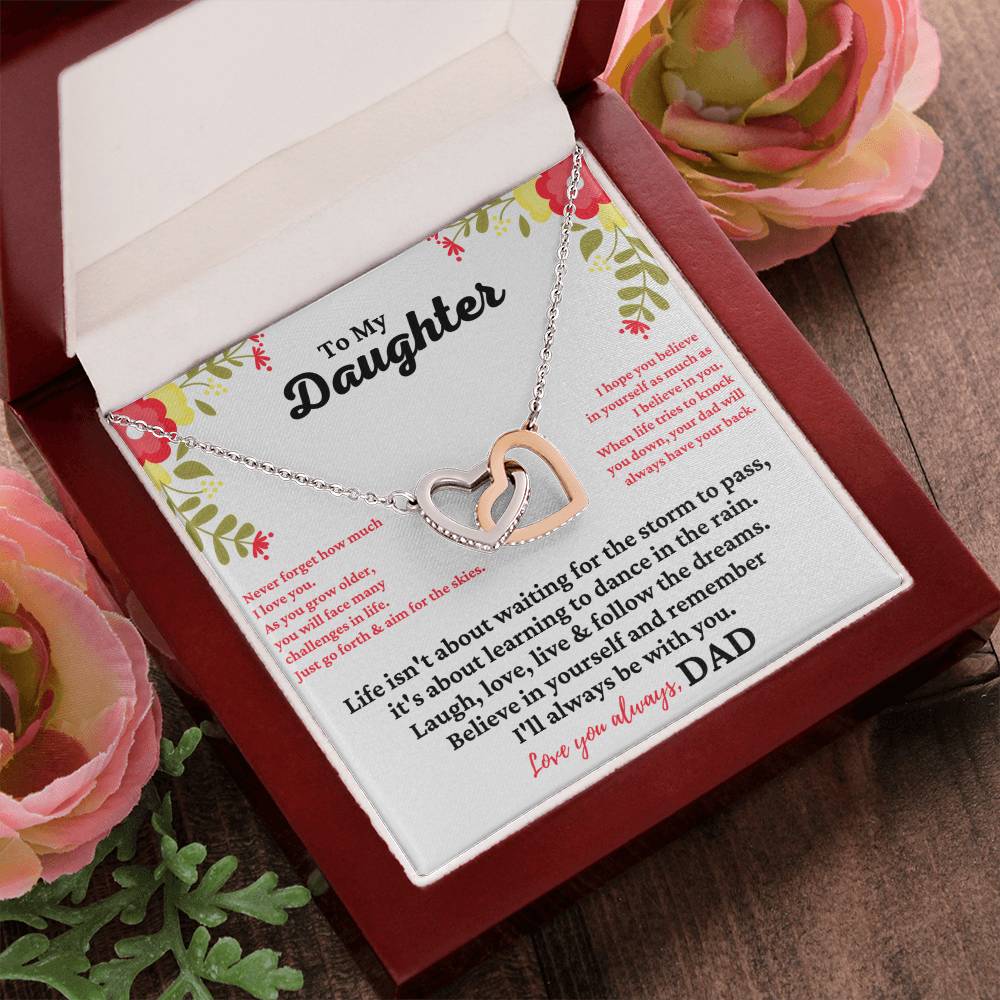 To My Daughter - I'Ll Always Be With You - Necklace Interlocking Hearts Necklace