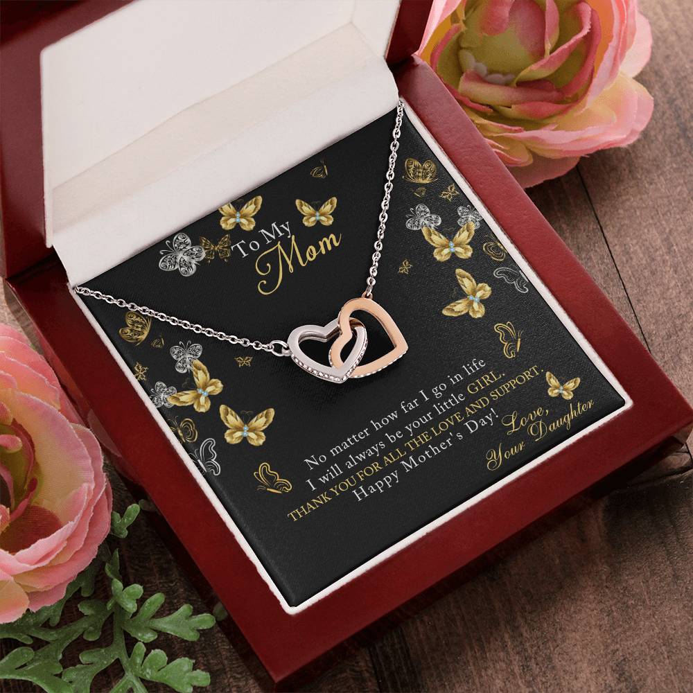 To My Daughter Giraffe Necklace-Message Card Jewelry-Mom To Daughter Gift-Meaningful Necklace-Mother Daughter-Birthday Gift For Daughter Interlocking Hearts Necklace