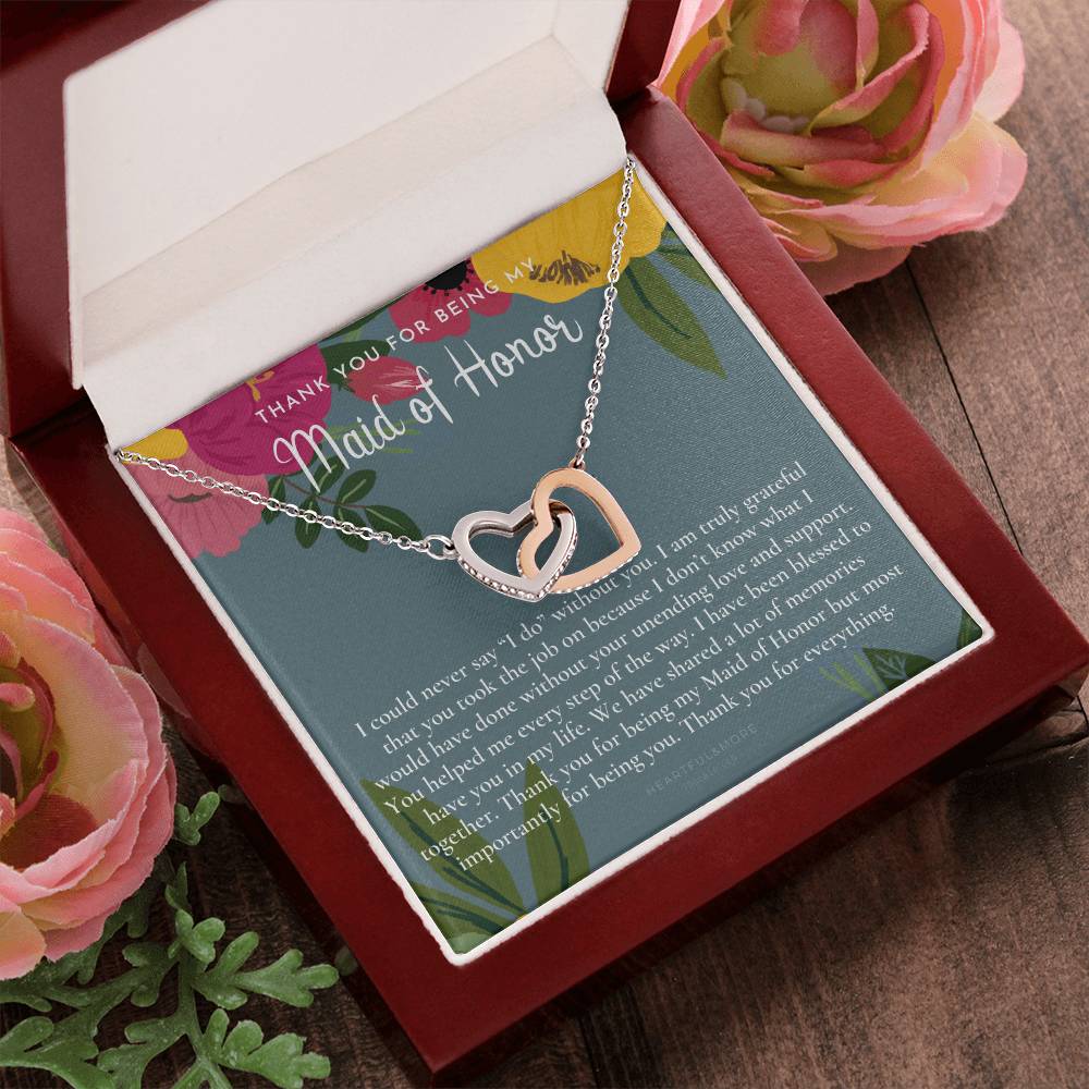 Maid Of Honor Thank You Gift From Bride Bridesmaid Gift Maid Of Honor Gift Necklace Matron Of Honor Gift Thank You Gift From Bride Interlocking Hearts Necklace