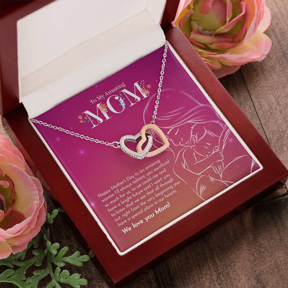My Amazing Mom Interlocking Hearts Necklace