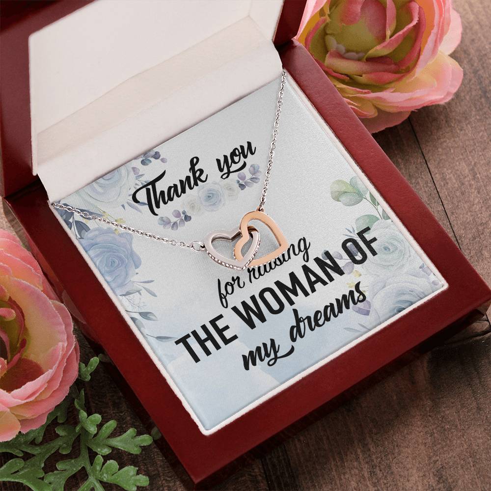 Thank You For Raising The Woman Of My Dreams Interlocking Hearts Necklace
