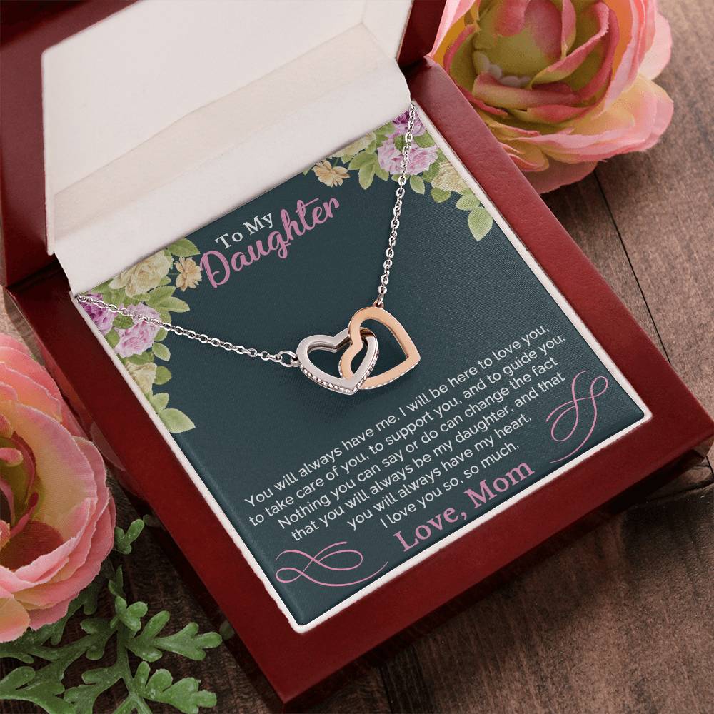 To My Daughter Necklace From Mom Interlocking Hearts Necklace
