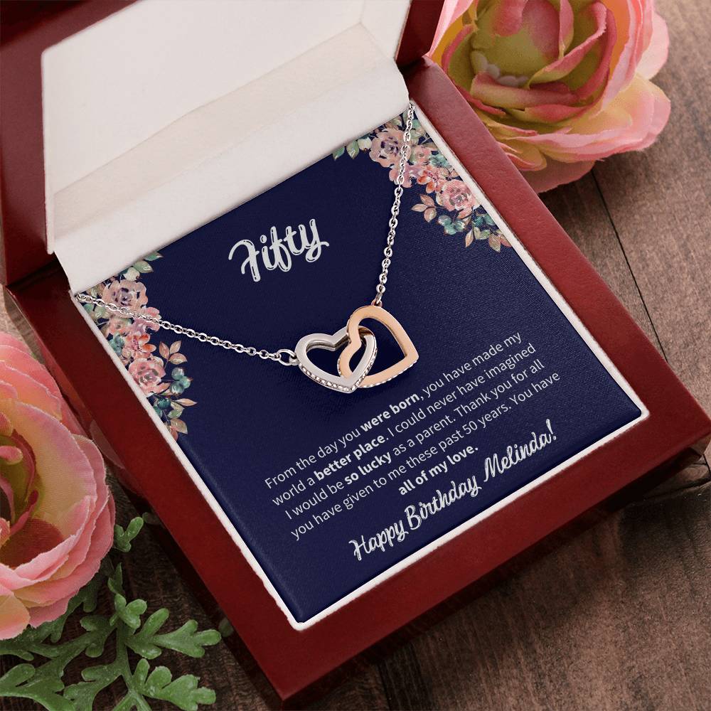 Fifty Birthday All Of My Love Interlocked Hearts Necklace Interlocking Hearts Necklace