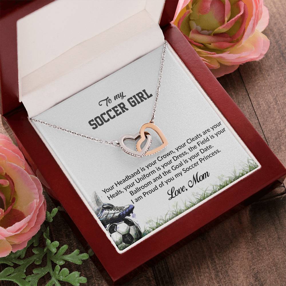 To My Soccer Girl - I Am Proud Of You Interlocking Hearts Necklace