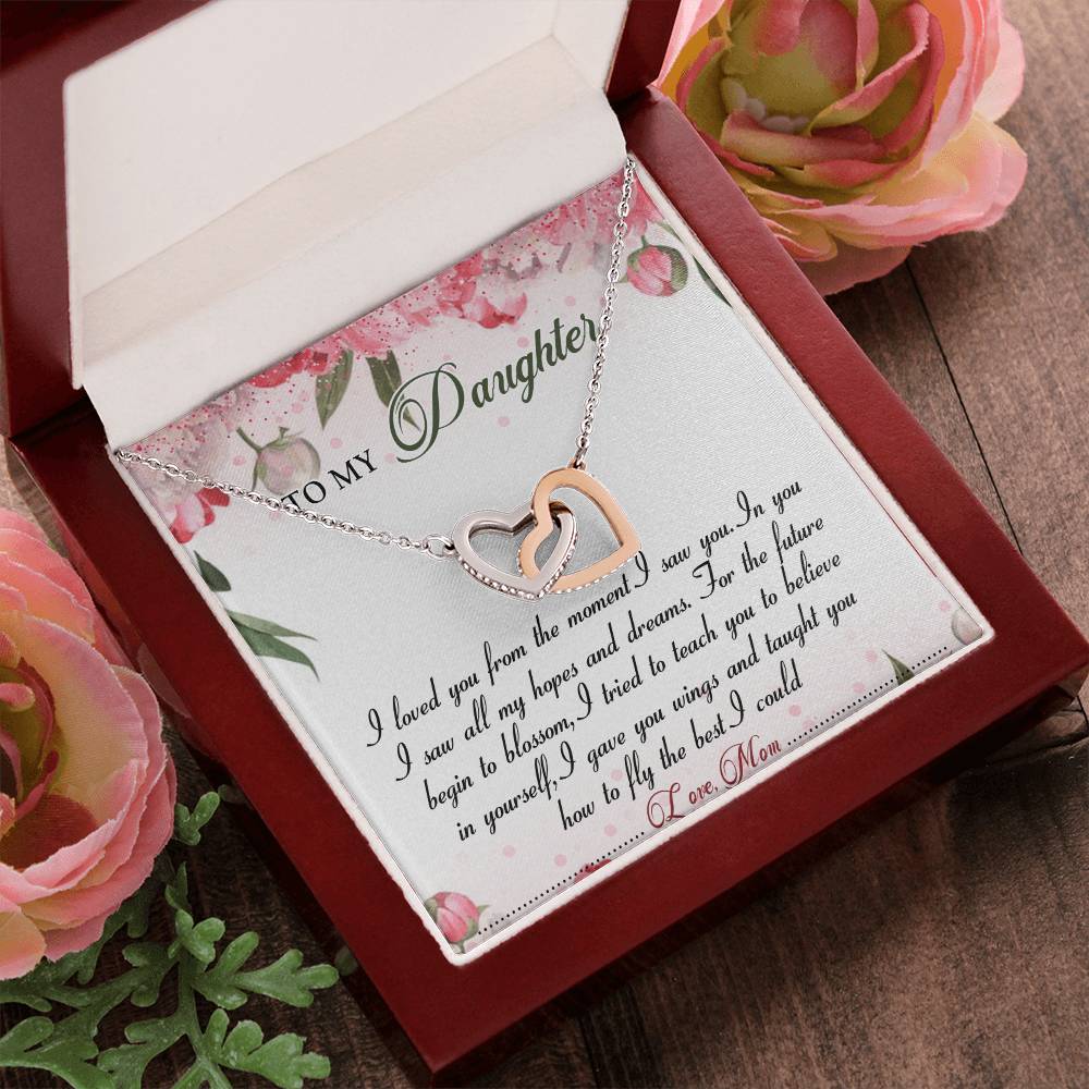 To My Daughter Interlocking Hearts Necklace Message Card
