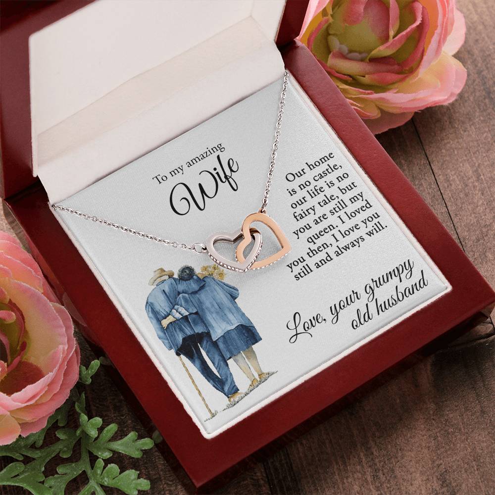 To My Amazing Wife - Love Your Grumpy Old Husband - Necklace Interlocking Hearts Necklace