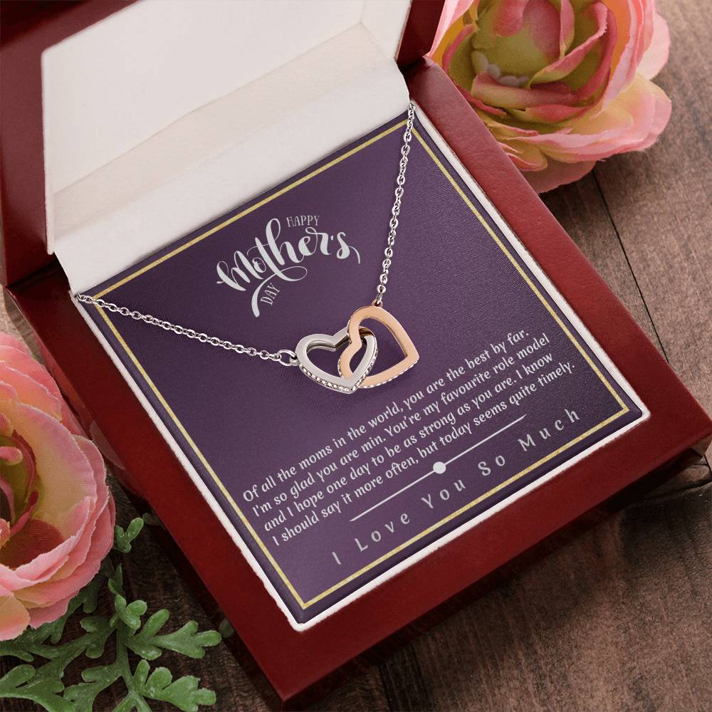 Mother'S Day - I'M So Glad You Are Min Interlocking Hearts Necklace