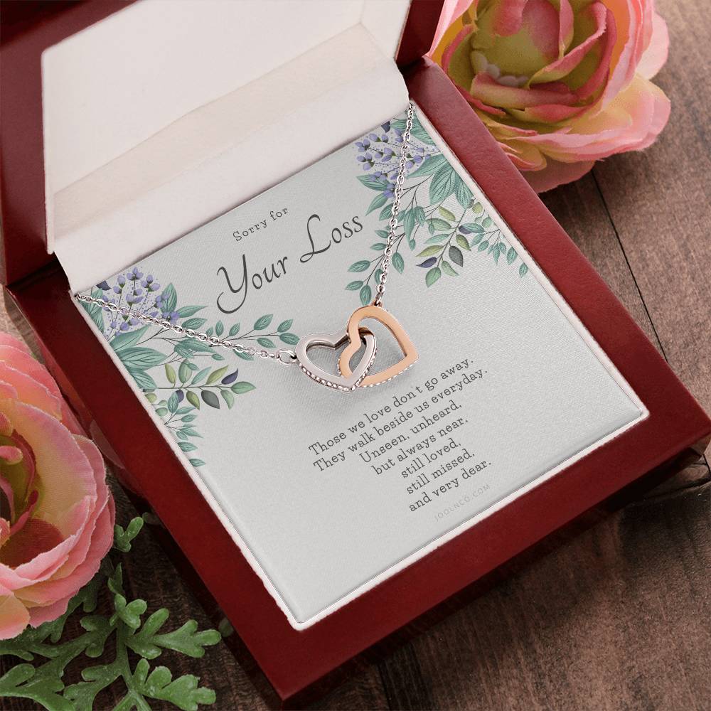 Loss Of Loved One Necklace Loss Of Mother Gift Loss Of Father Gift Sorry For Your Loss Sympathy Gift Sterling Silver Pet Loss Gift Interlocking Hearts Necklace