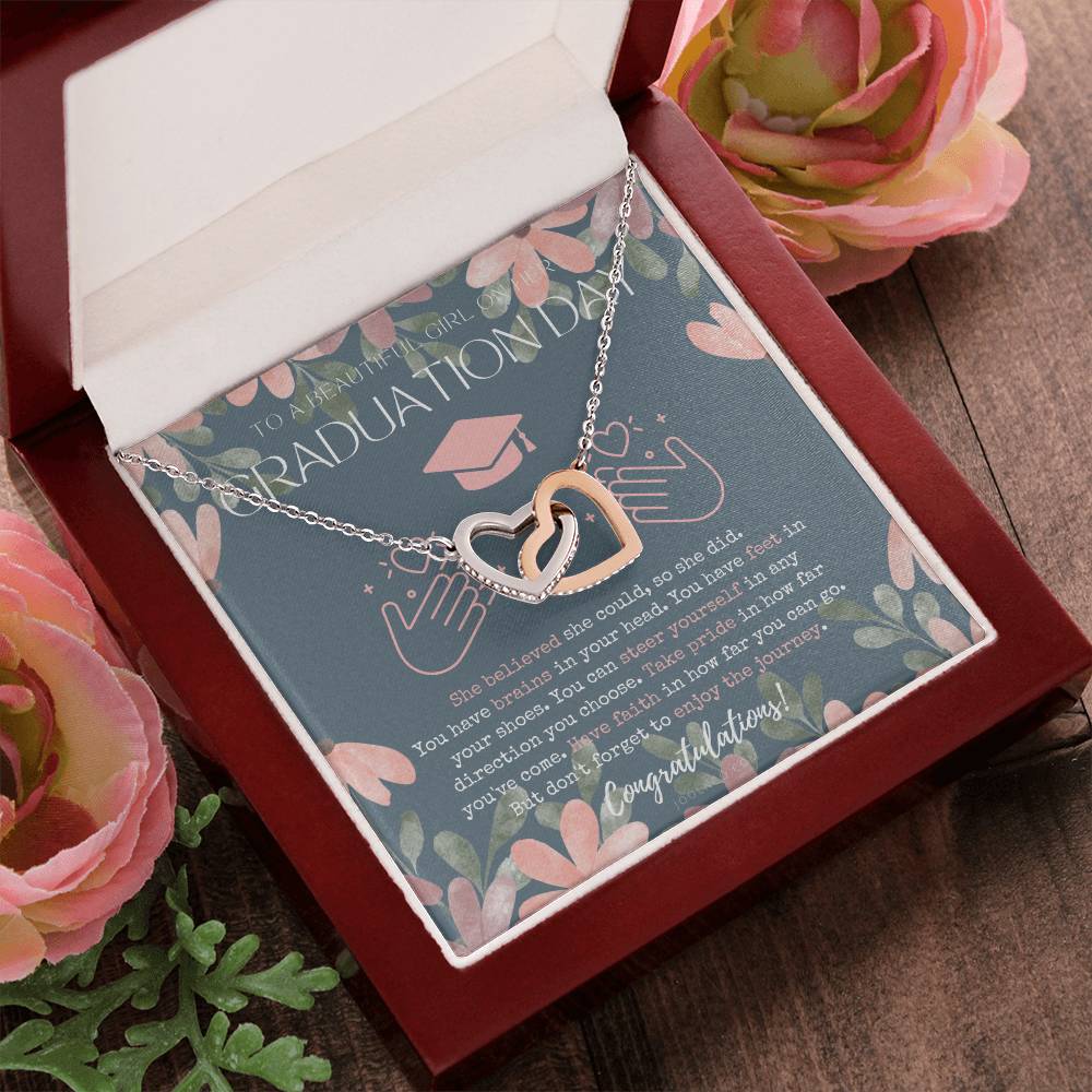 Graduation Gift Necklace For Daughter College Graduation Gift For Her High School Senior Graduation Mba Phd Master Class Of 2021 Interlocking Hearts Necklace