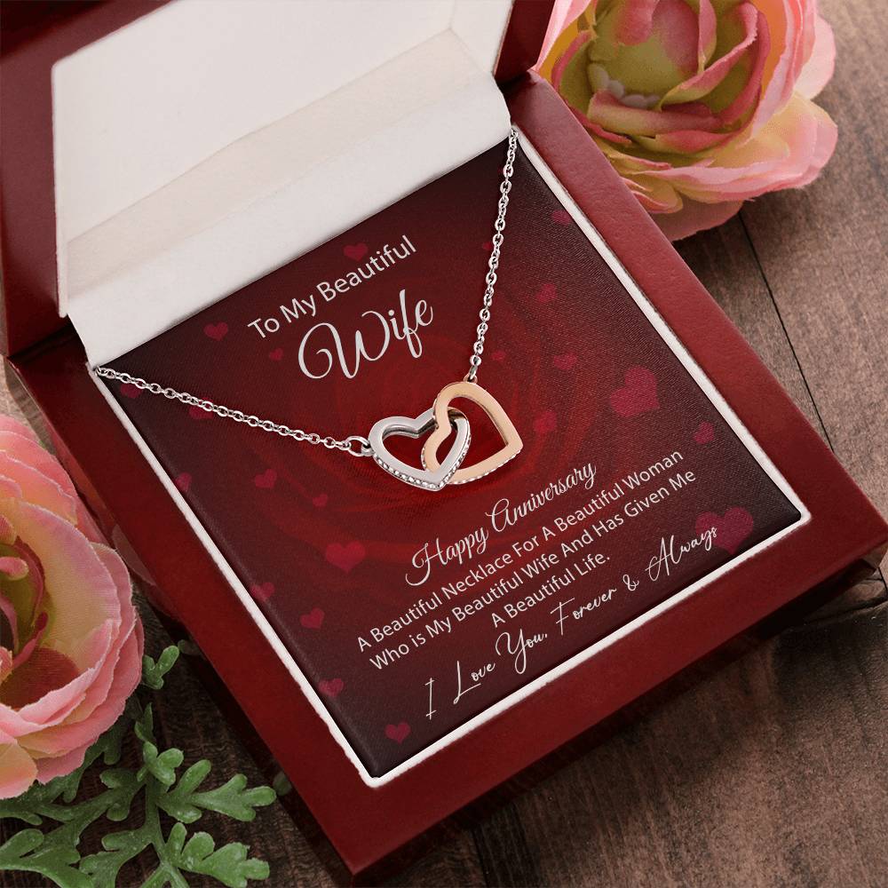 Anniversary Gift For Wife Interlocking Hearts Necklace