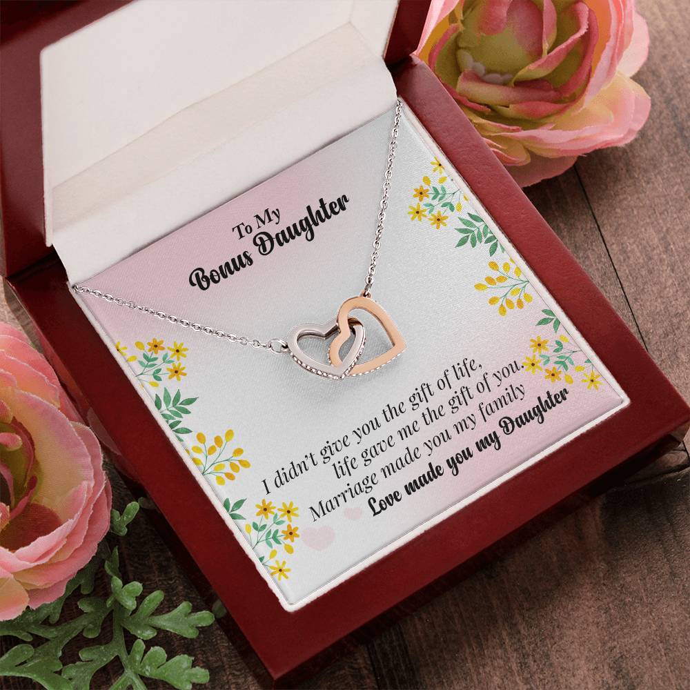 To My Bonus Daughter Interlocking Hearts Necklace