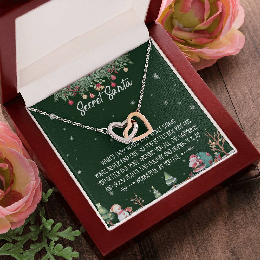 Secret Santa Interlocking Hearts Necklace Message Card