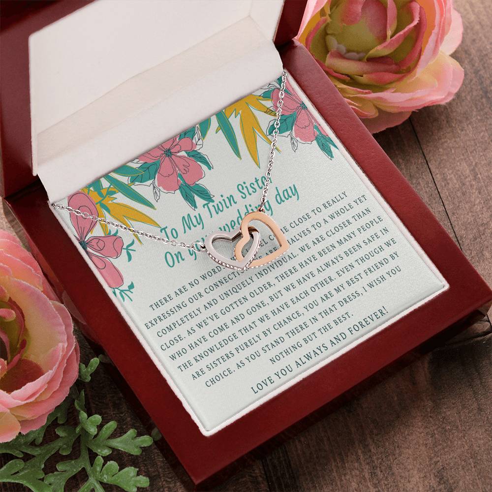 Bride Gift From Sister Sister Wedding Gift From Twin Sister Sister Wedding Necklace Wedding Day Gift For Bride From Sister Interlocking Hearts Necklace
