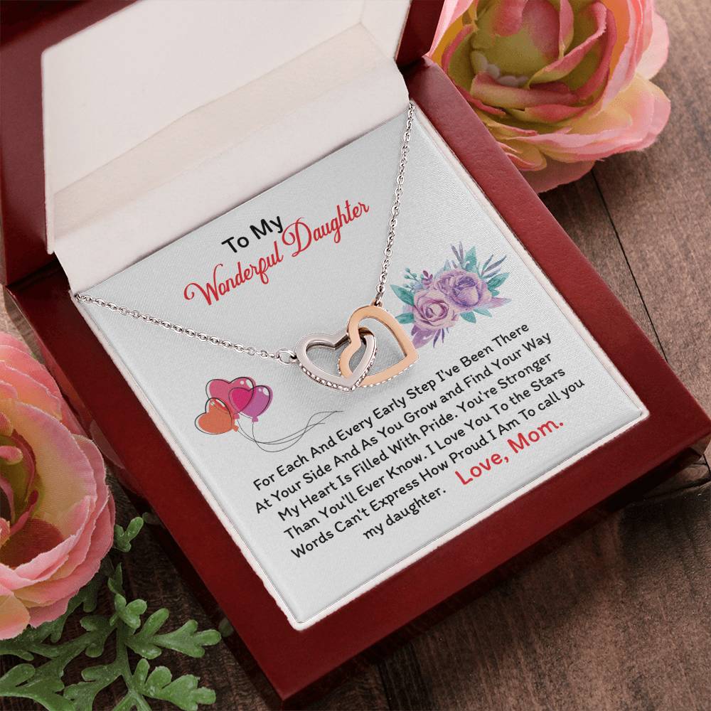 To My Daughter - Black Friday Special Interlocking Hearts Necklace