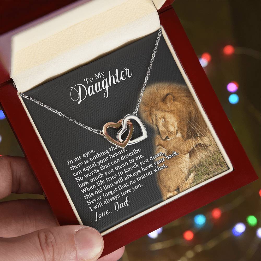 To My Daughter - There Is Nothing That Can Equal Your Beauty - Necklace Interlocking Hearts Necklace