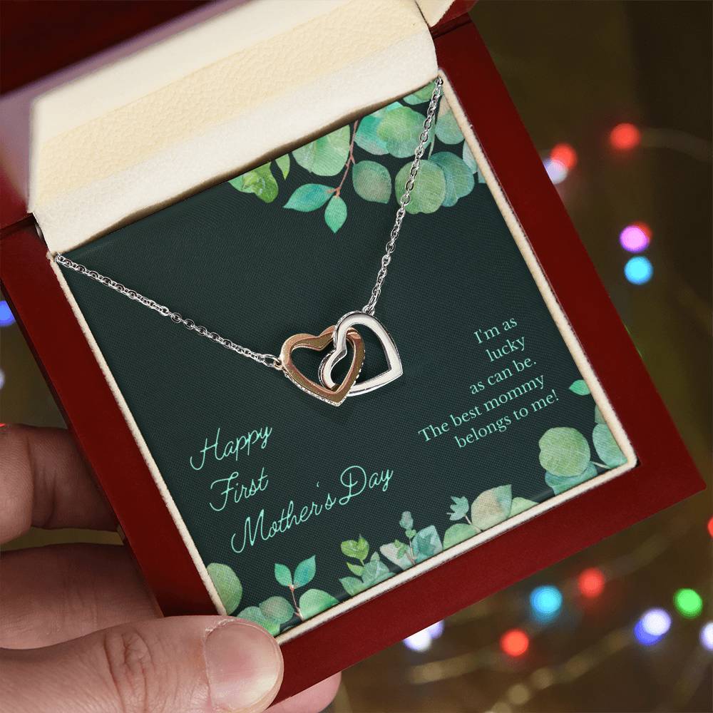 The Best Mommy Necklace Gift Two Hearts Necklace Mother'S Day Gift For Mom Interlocking Hearts Necklace
