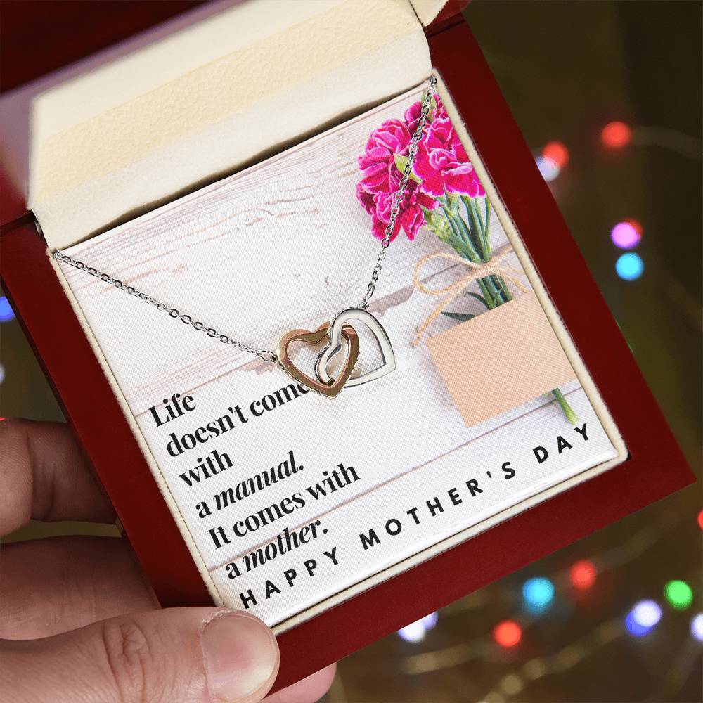Happy Mother'S Day Double Heart Necklace Interlocking Hearts Necklace