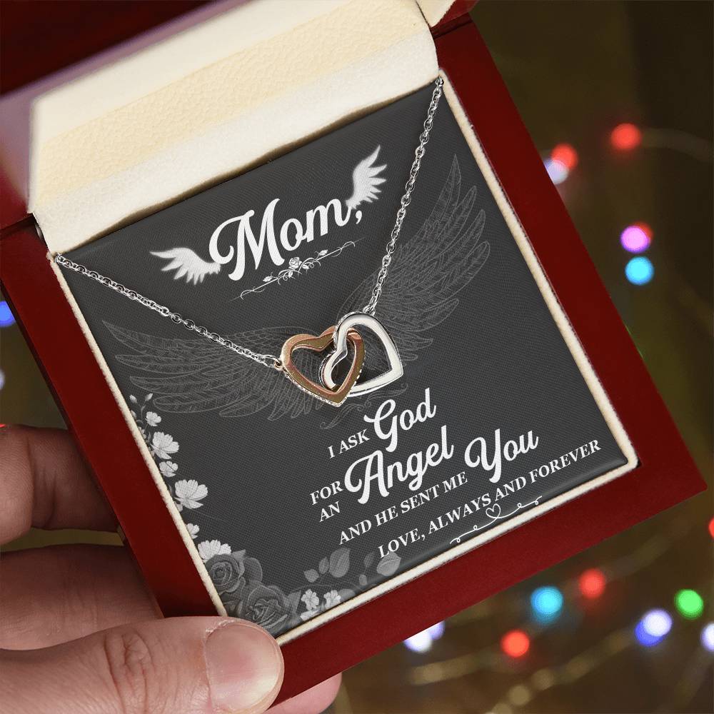 I Asked God For An Angel And He Sent Me You Interlocking Hearts Necklace