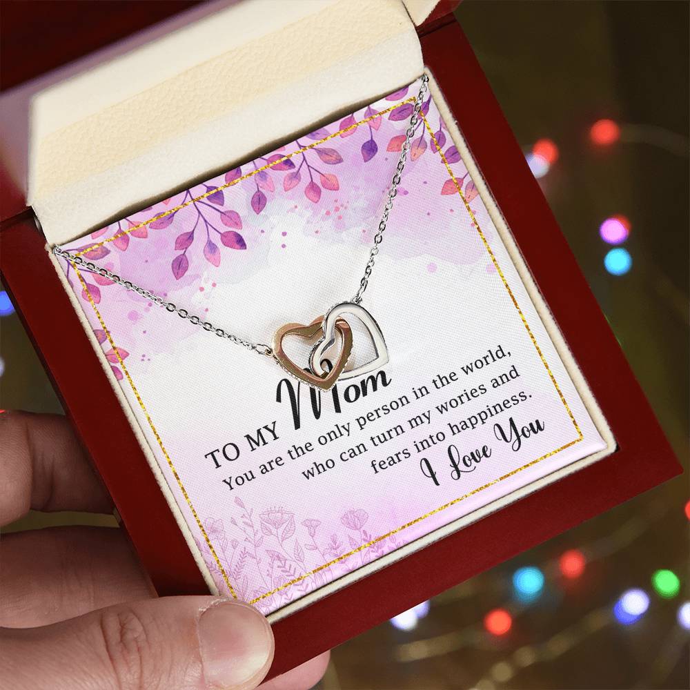 To My Mom Interlocking Hearts Necklace Message Card