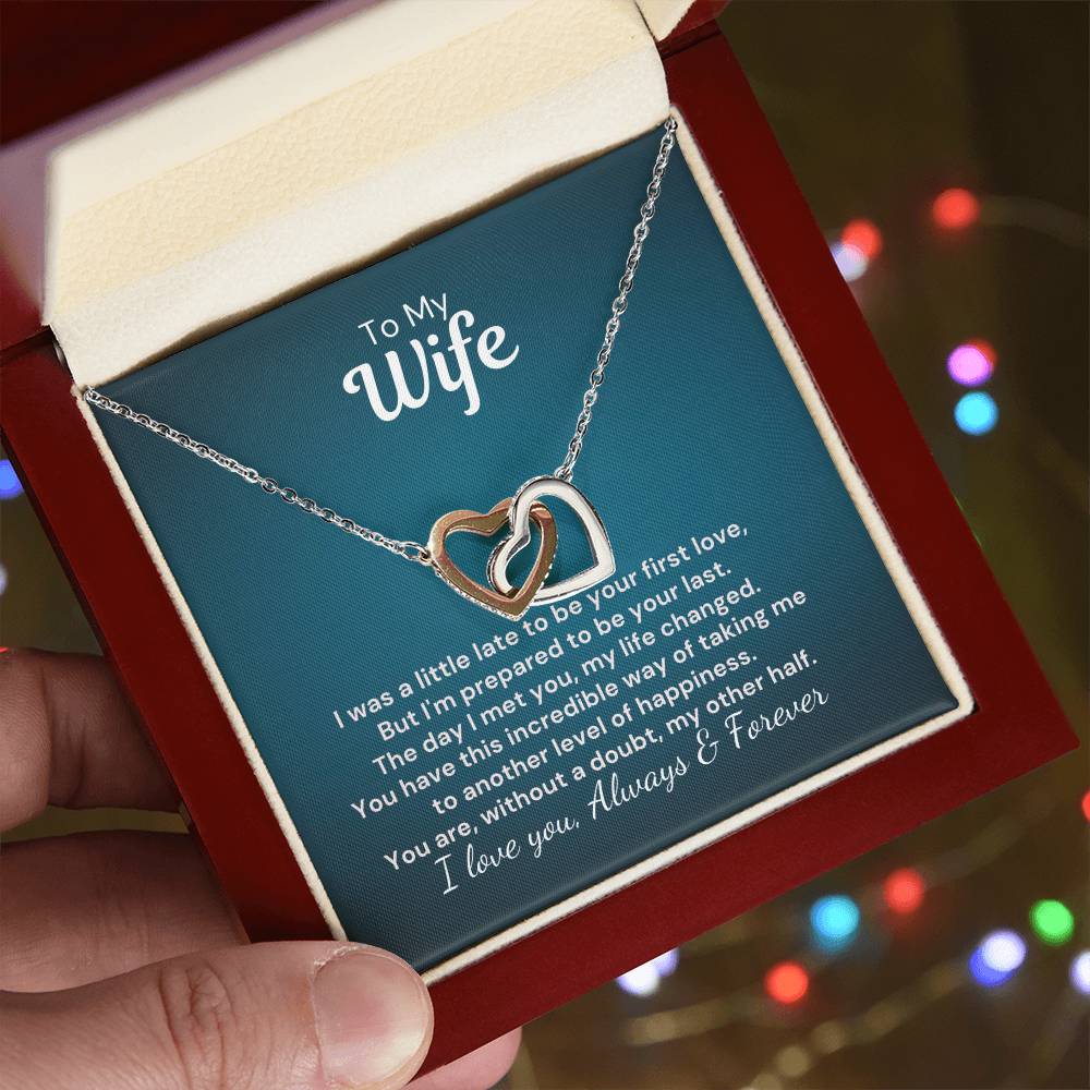 To My Wife - My Other Half - Interlocked Hearts Necklace Interlocking Hearts Necklace
