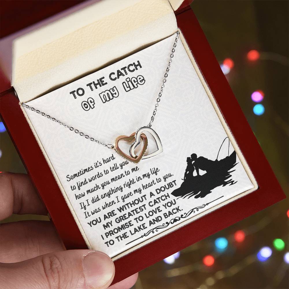 To The Catch Of My Life Knot Necklace & Earring Gift Set For Her Handmade Jewelry Interlocking Hearts Necklace