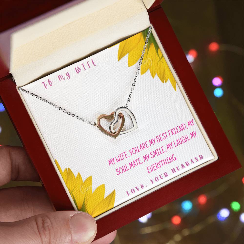 Gift To My Wife Heart Interlocked Necklace On Anniversary Or Birthday Interlocking Hearts Necklace