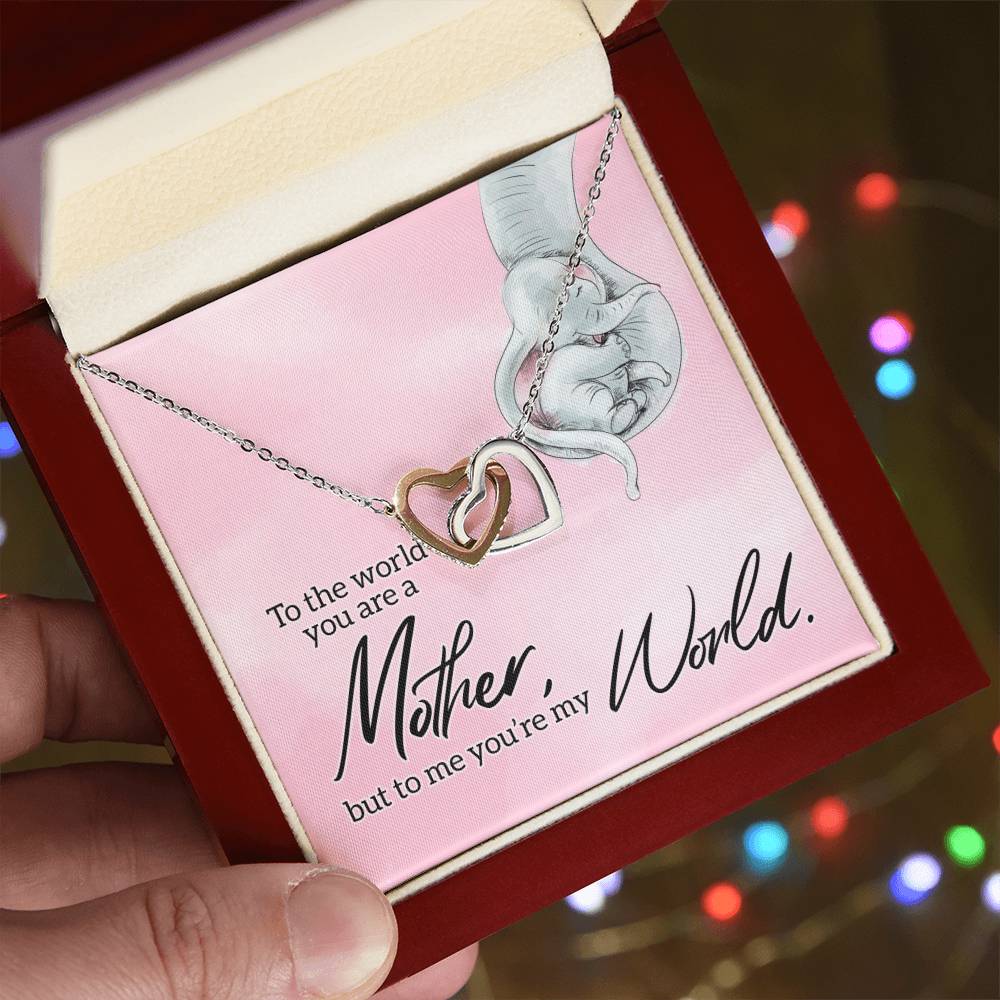 To My Mother - You’Re My World - Interlocking Necklace Interlocking Hearts Necklace