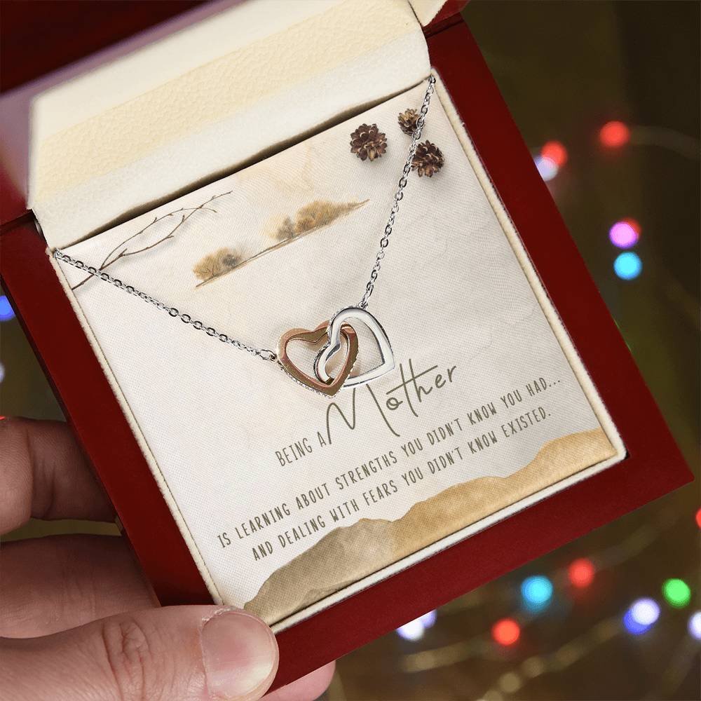 Being A Mother Interlocking Hearts Necklace Message Card