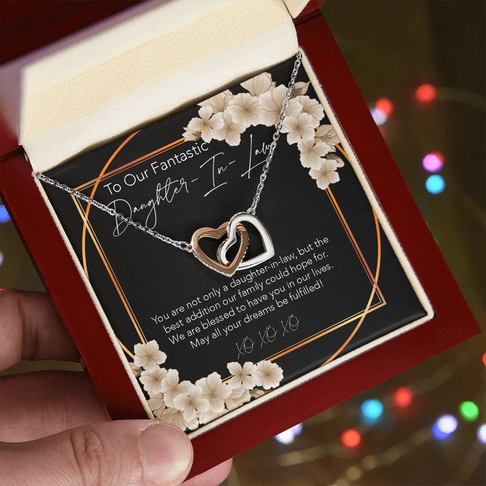 Interlocking Hearts Necklace To My Daughter-In-Law My Daughter-In-Heart Bonus Daughter Gift Daughter-In-Law Necklace Daughter-In-Law