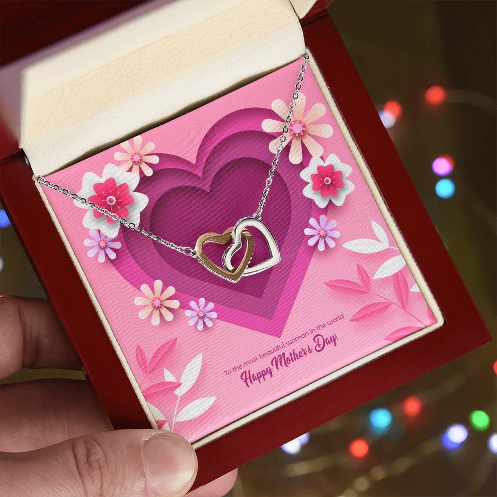 Most Beautiful Woman In The World Interlocking Hearts Necklace