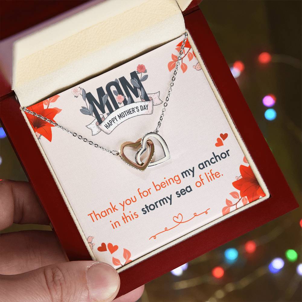 Thank You For Being My Anchor V2 Interlocking Hearts Necklace