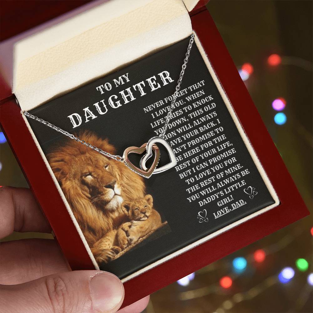 To My Daughter - Interlocking Hearts Necklace - From Dad