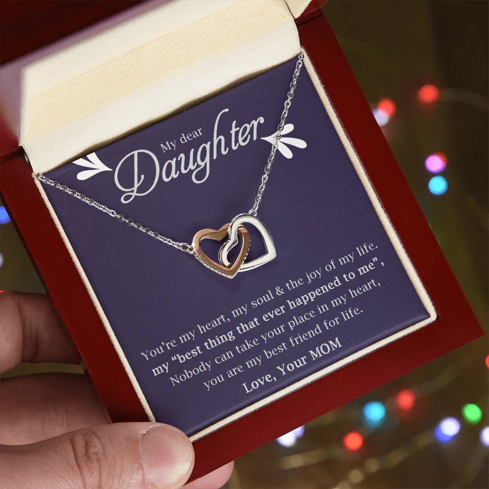 My Daughter-My Heart My Soul & The Joy Of My Life -Necklace Interlocking Hearts Necklace