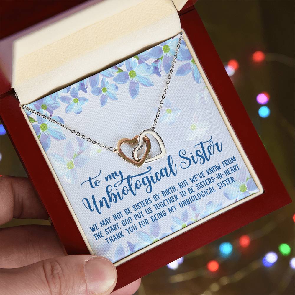 Unbiological Sister Soul Sister Big Little Sorority Sister In Law Step Sister Best Friend Gift Interlocking Hearts Necklace