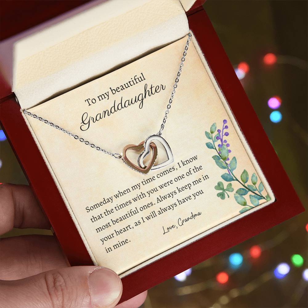 To My Granddaughter - Always In My Heart - Necklace Interlocking Hearts Necklace