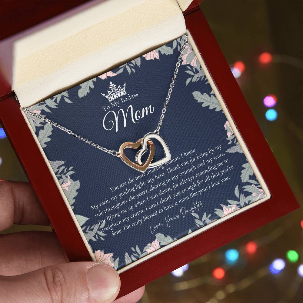 To My Beautiful Mom Necklace Badass Mom Gift Mother’S Day Gift Birthday Gift Gift From Daughter On Wedding Day Interlocking Hearts Necklace