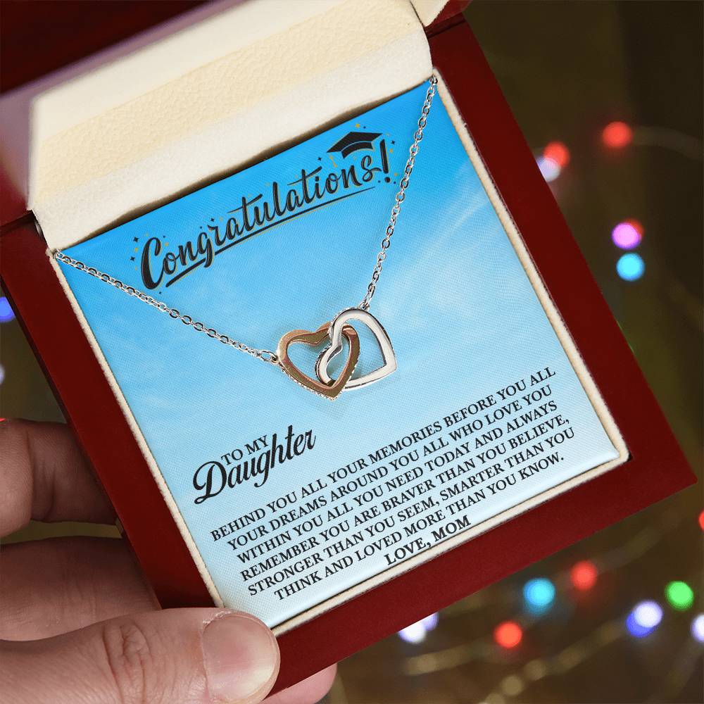 To My Daughter - You Are Loved More Than You Know - Necklace Interlocking Hearts Necklace