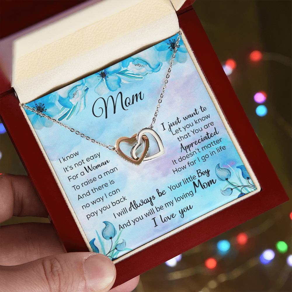 Gift To My Mom Necklace Birthday Christmas Gift To My Mother Mom Necklace To My Mom Necklace To My Mom Mom Birthday Card Interlocking Hearts Necklace
