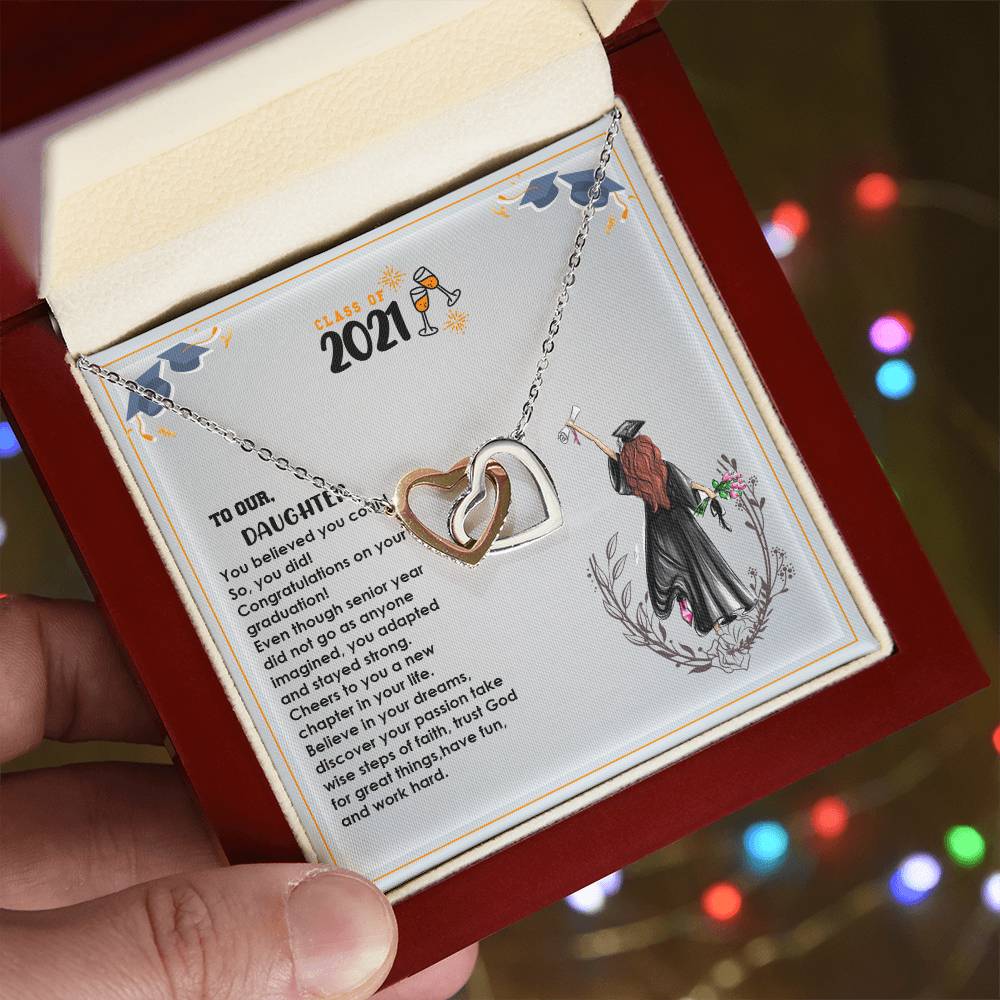 Interlocked Never-Ending Love Necklace For Believer Graduate Daughter Interlocking Hearts Necklace