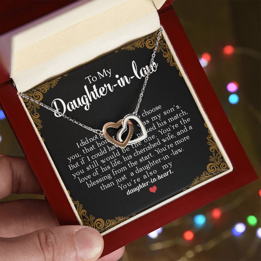 To My Daughter-In-Law You'Re Also My Daughter In Heart Interlocking Hearts Necklace