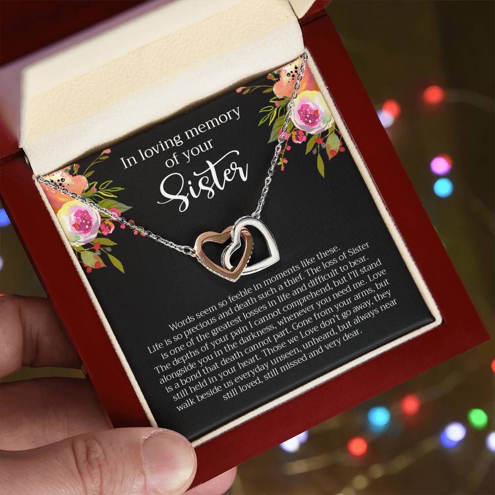 Loving Memory Sister Necklace Interlocking Hearts Necklace