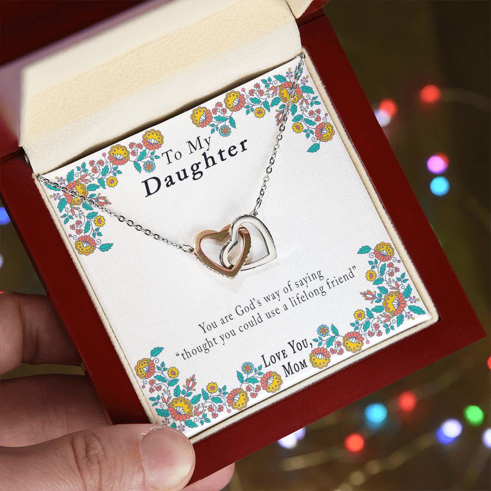 Mother-Daughter 'Your Are God'S Way' Necklace Interlocking Hearts Necklace