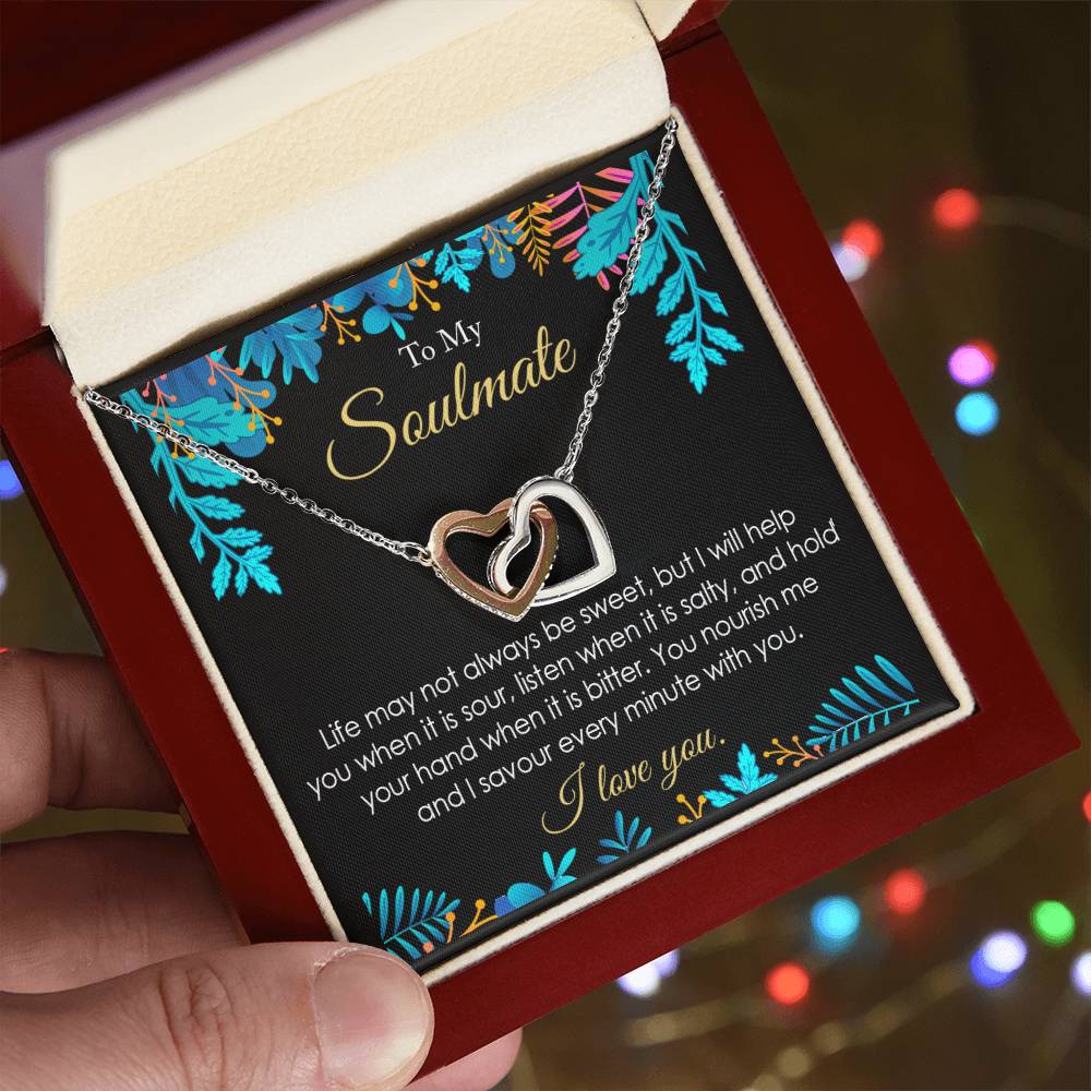 Soulmate Sweet And Sour Life Necklace Gift Friend Partner Relative Interlocking Hearts Necklace