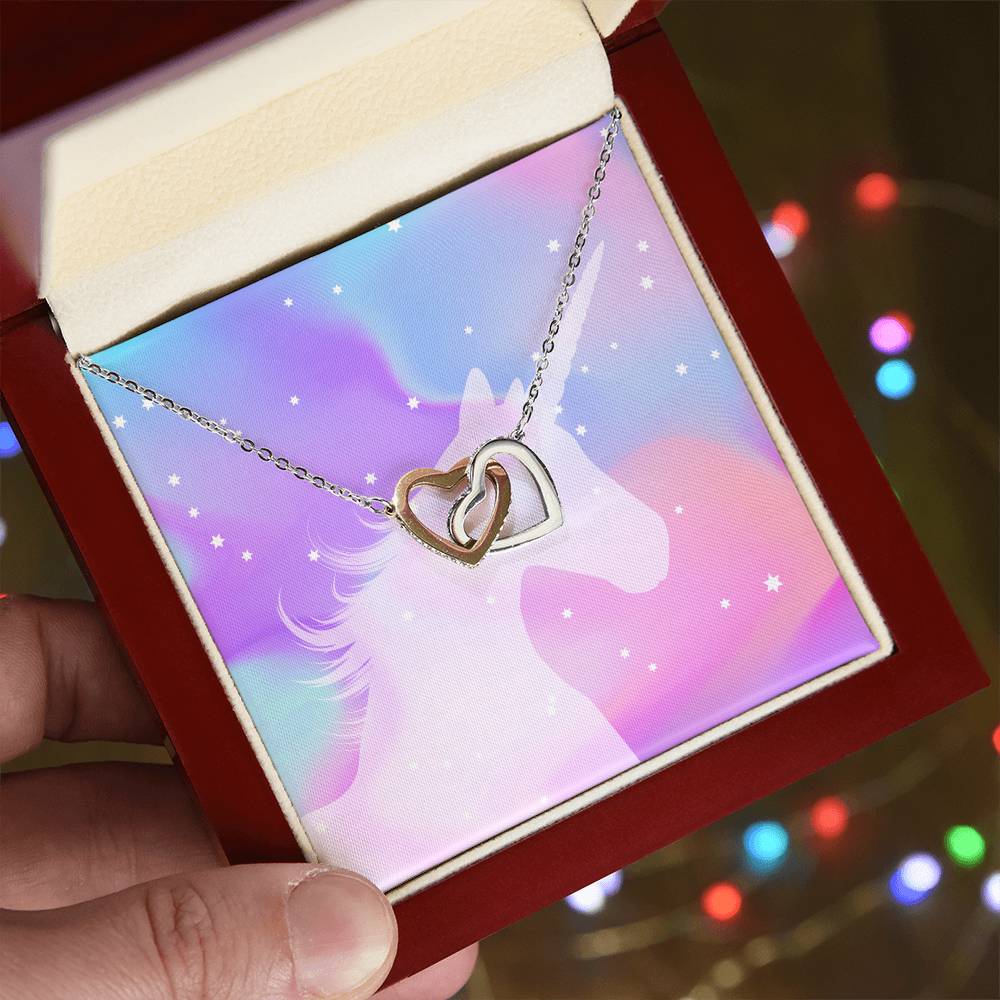Unicorn Lovers Interlocking Hearts Necklace