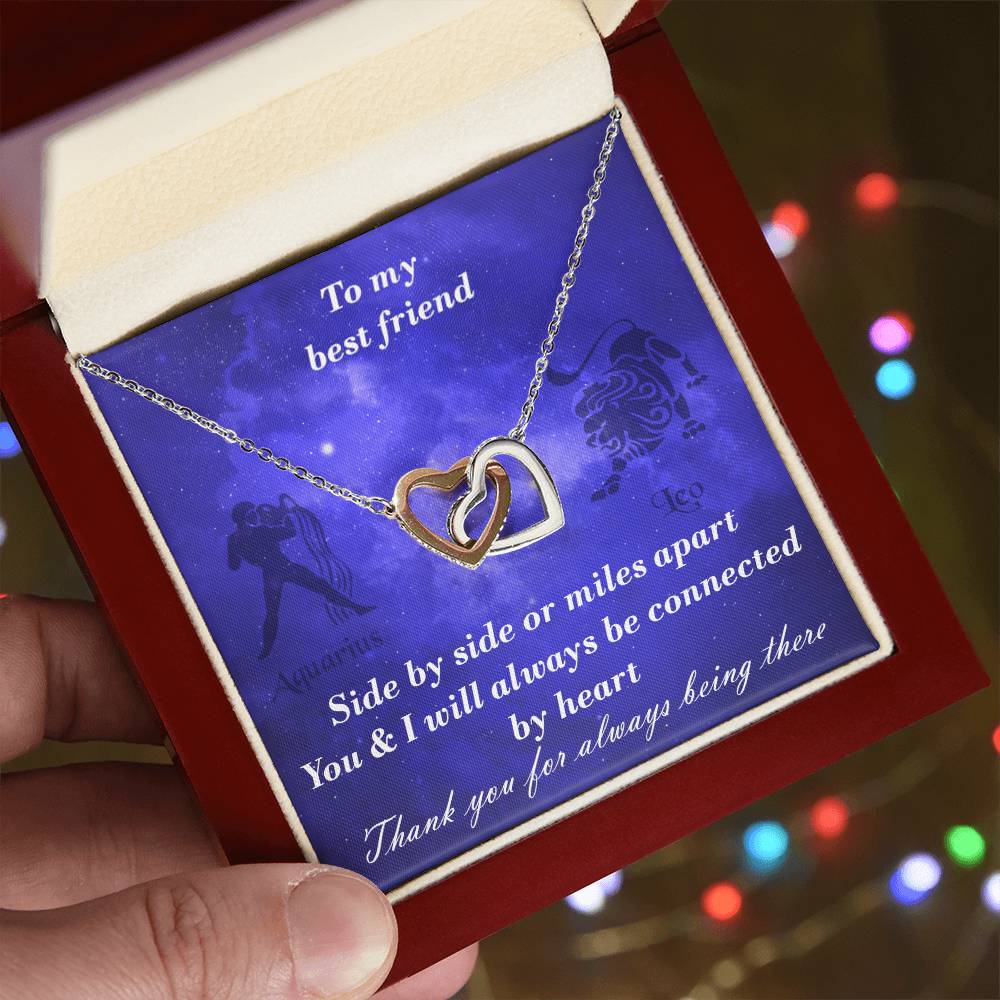 Aquarius To Leo Best Friend Interlocked Hearts Necklace Interlocking Hearts Necklace